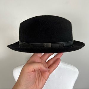 John Varvatos Wool Fedora Hat Brim Leather Band Size S/M